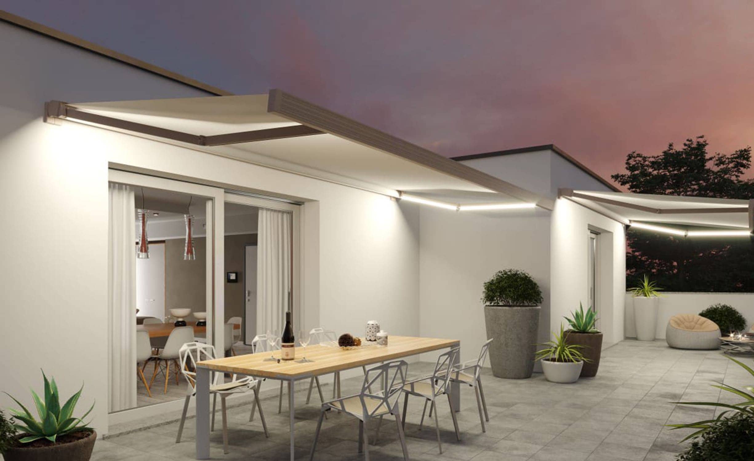 Tenda da sole con luci integrate