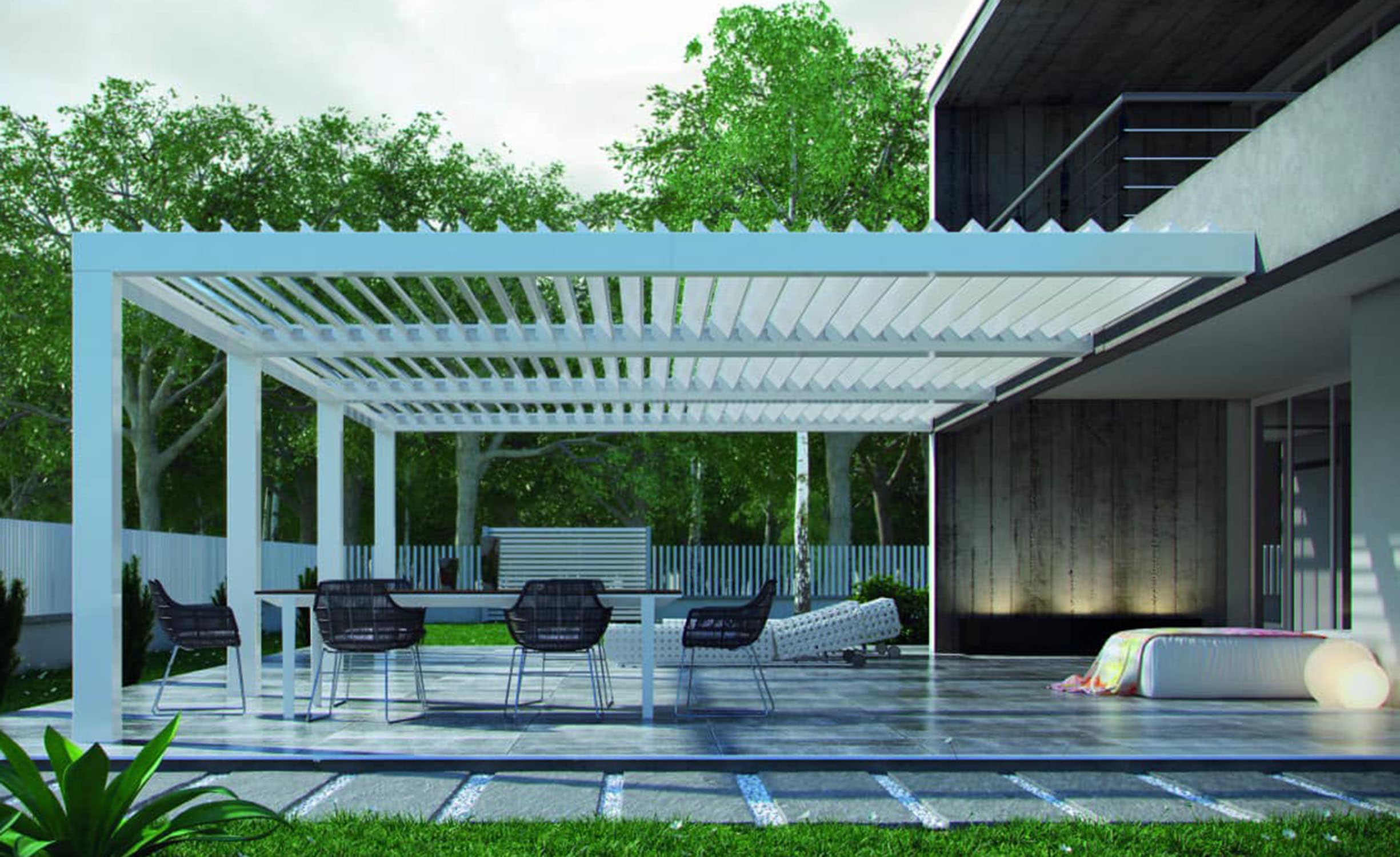 Pergola bioclimatica addossata a parete