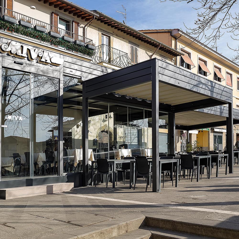 Gazebo piatto con vetri laterali