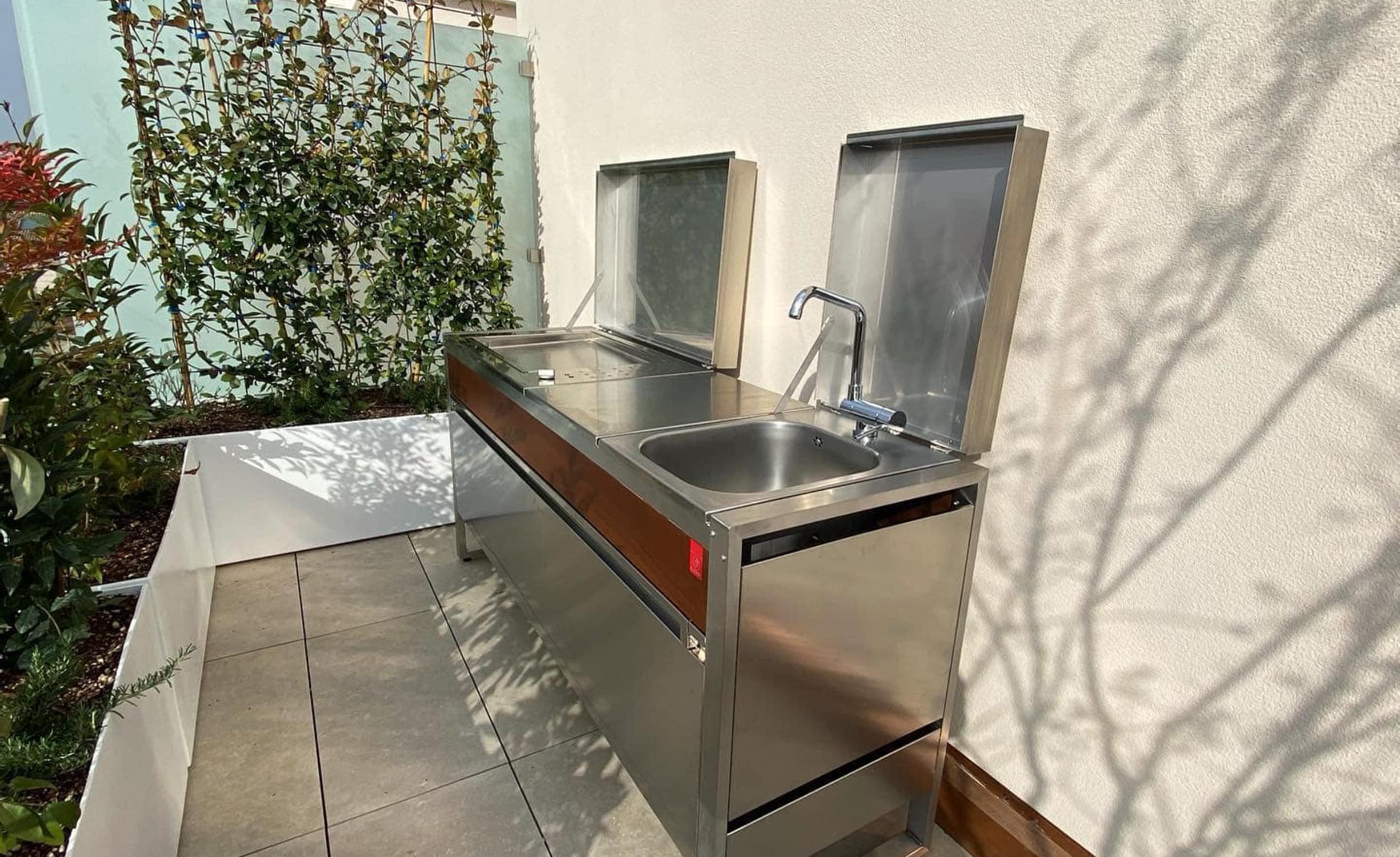 lavandino da esterno in acciaio inox per cucine barbecue
