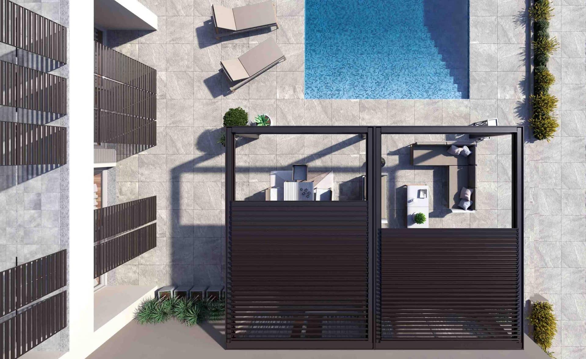 Pergola a lamelle impacchettabili in alluminio