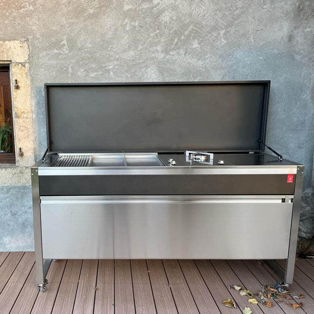 Piastra gas con coperchio