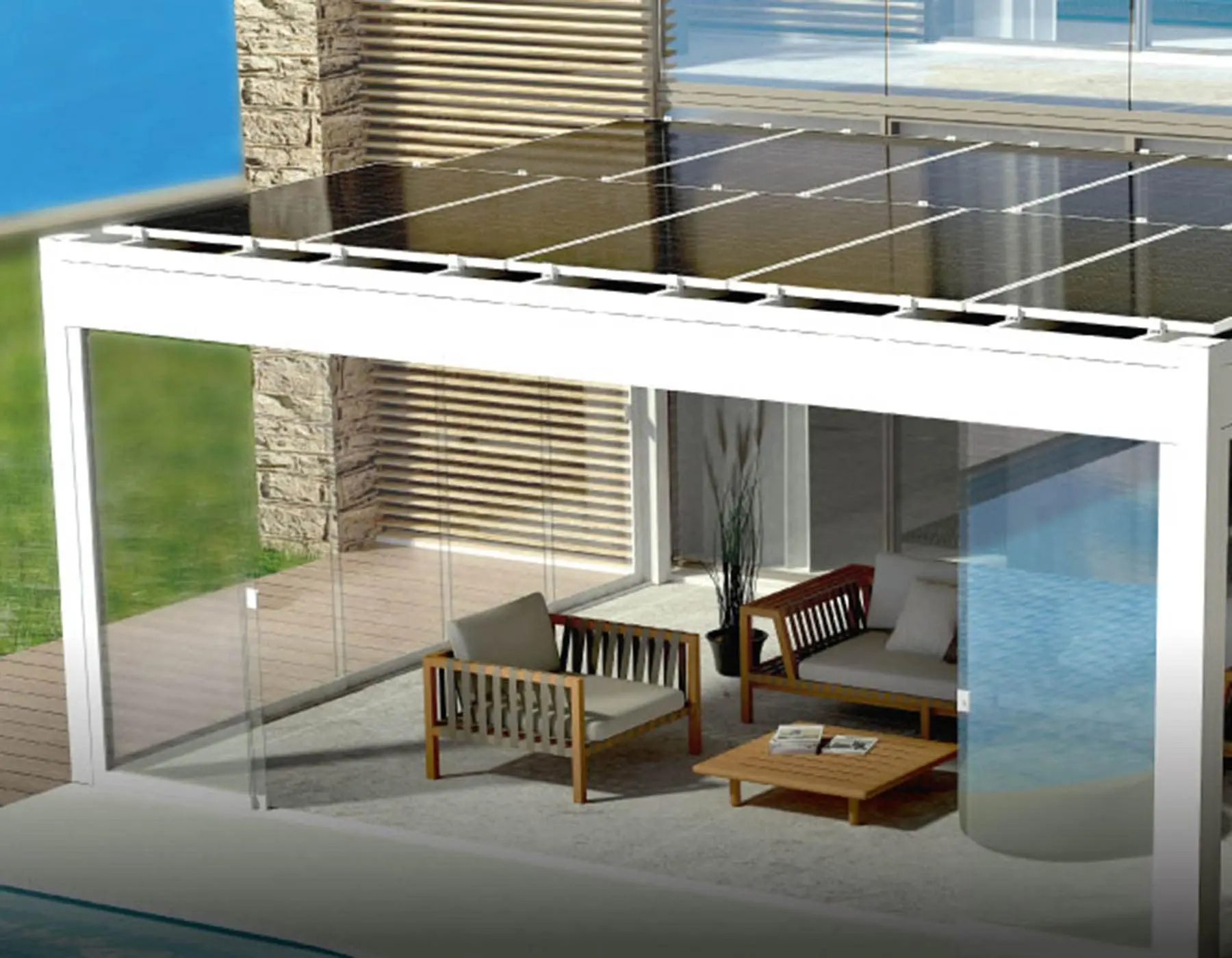 Pergola fotovoltaica basic con accumulo Pergola fotovoltaica basic con accumulo