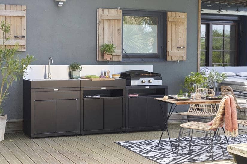 Le Marquier Cucina 3 Elementi con Credenze Nero