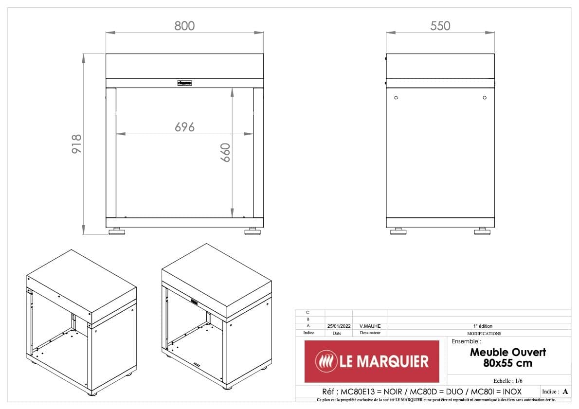 Le Marquier Mobile Aperto 80 x 55 cm Nero