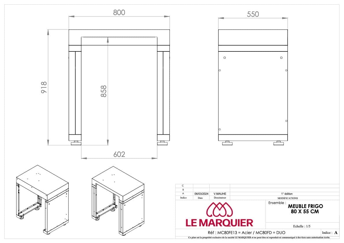 Le Marquier Mobile Frigo Finitura Top Nero