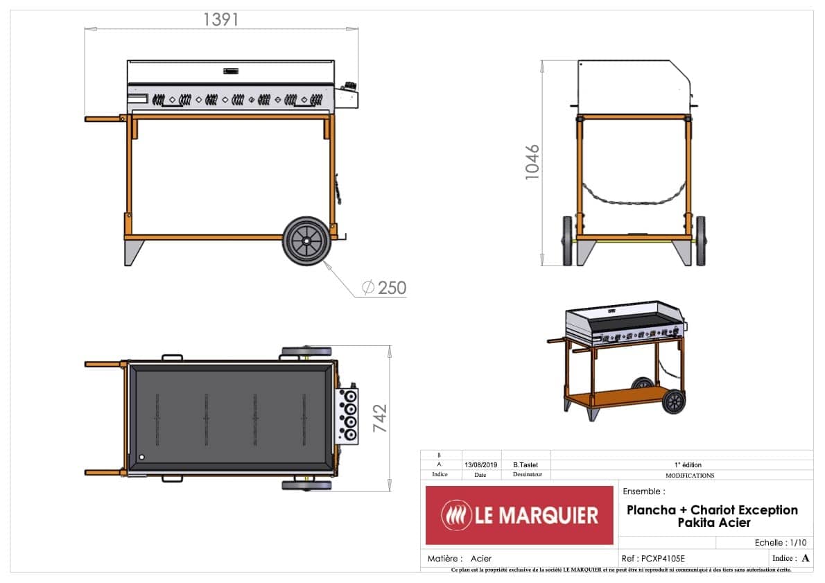 Le Marquier Plancha Pakita Nera 4105 Con Carrello