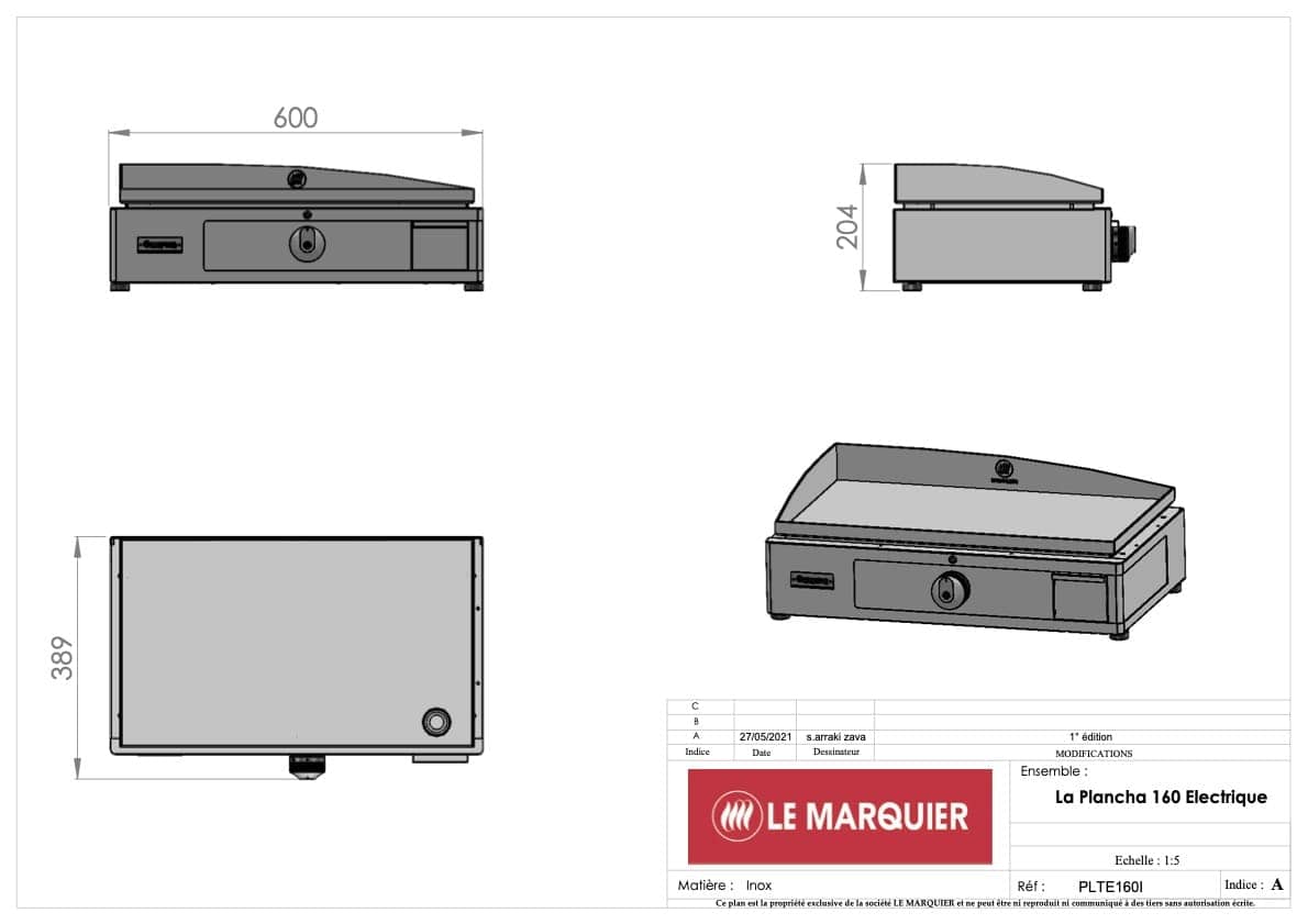 Le marquier Piastra Liscia Elettrica La Plancha Acciaio Inox 160