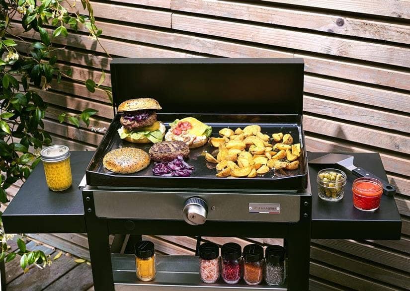 Le marquier Piastra Liscia Elettrica La Plancha Francaise 150 Duo Edition (Coperchio, Carrello, Porta-Spezie E Tendina Inclusi)