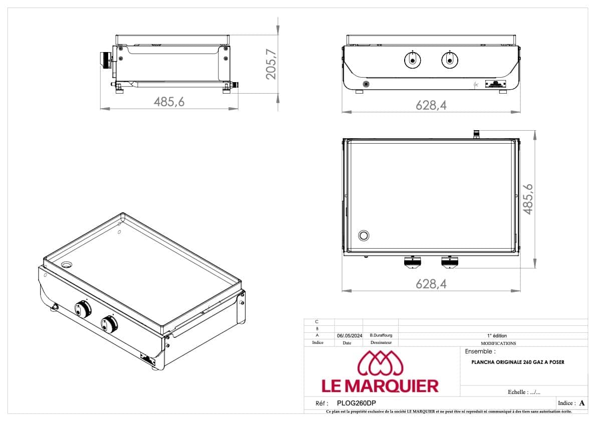 Le marquier Piastra Originale A Gas 260 Duo