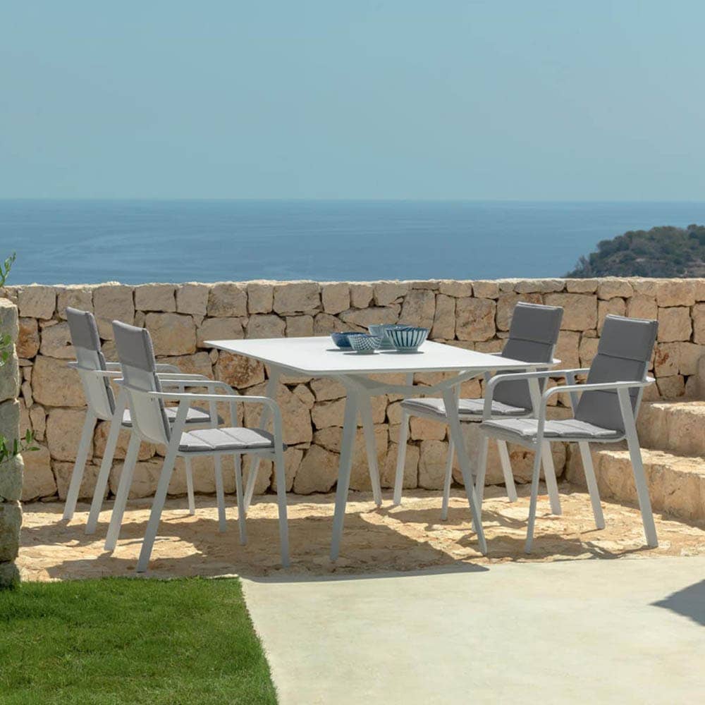 Set da Pranzo in Alluminio Talenti Milo con Tavolo da Pranzo Estendibile 160-215×95 e 6 Sedie per Esterno da Pranzo