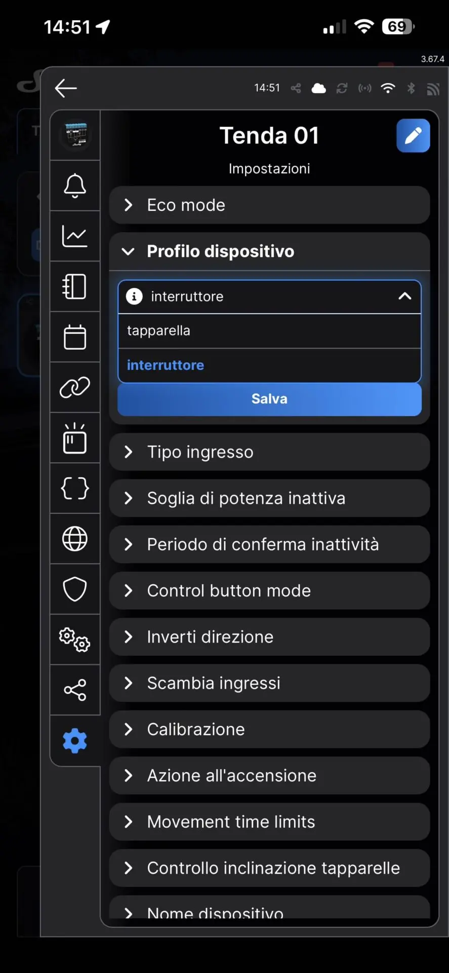 domotizzare una tenda da sole con Shelly